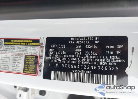 2022 Kia K5 Gt-Line z USA, uszkodzony, nr VIN 5XXG64J22NG086535